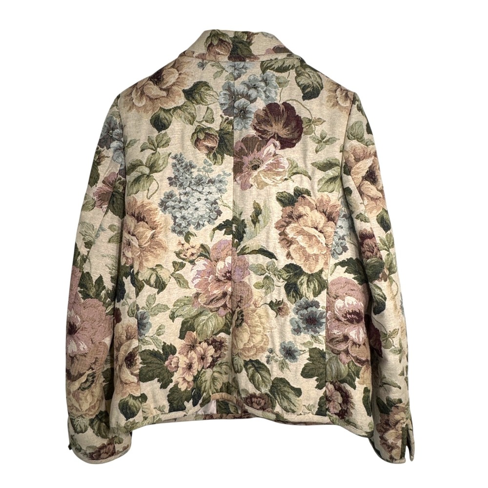 Napa Valley Floral Tapestry Blazer Jacket Women Medium Button Front Vintage 90s - Picture 2 of 15